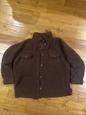 32 Degrees Brown Sherpa Button Jacket